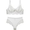 Awake Lingerie Reborn Reggiseno e Mutandine in Pizzo Floreale Elegante, Completo Intimo Comodo Sexy Biancheria Intima Set, Donna (Fairy/Bianco, XL)