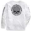 Harley-Davidson Maglietta a Maniche Lunghe da Uomo, Colore Nero, con Teschio, in Cotone, Colore Bianco, Bianco-Bianco, L