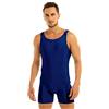 inlzdz Body Uomo da Danza Sport Tuta Intera Corta Body da Ginnastica Artistica Leotard Senza Manica Bodysuit Jumpsuit Completo Intimo Palestra Allenamento Fitness Blu B L