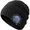 Generic EY1229102 Berretto musicale wireless lavorato a maglia con microfono integrato e altoparlanti stereo HD, tinta unita, a prova di freddo, berretto elastico per donne autunno e inverno, Nero ,