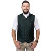 Schöneberger Trachten Couture Gilet tradizionale da uomo verde scuro, pantaloni in pelle, giacca in loden per Oktoberfest, gilet jacquard Bastian