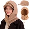 AYPOW Donna Inverno Termico Cappelli in Maglia e Sciarpe, 2 in 1 Caldo Antivento Regolabile Passamontagna con Scaldacollo, Moda Cappello con Visiera Cappuccio Berretto per Sport all'Aria Aperta