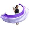 Winged Sirenny Velo Poi Rettangolare 230x90 cm in Seta per Danza del Ventre, Palla con Code a Nastro Gradienti Colorati, Catena in Acciaio Inox e Borsa Trasporto (Viola dissolvenza)