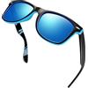 Joopin Occhiali da Sole da Uomo Donna Polarizzati Protezione UV400 Classici Rettangolari Quadrati Vintage Retrò Anni '80 Occhiali Specchio da Guida (Specchiati Blu)