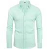 Generic Camicie da uomo a maniche lunghe elasticizzate, camicie a maniche lunghe slim fit, camicie casual da lavoro, Verde chiaro, XS