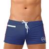 AIEOE Boxer da uomo, pantaloncini da bagno aderenti e corti, push up, con imbottitura rimovibile e piccola tasca con cerniera, ad asciugatura rapida, per nuoto, surf, Blu scuro, M