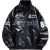 Generico Giacca Baseball Uomo Giacca Varsity Cappotto Unisex Lettera College Jacket Felpa Motociclista Giubbotto da Coppia
