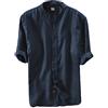 Icegrey Camicia Uomo Camicie di Lino a Maniche Corte con V Collo Estive Camicia Profondo Blu 56