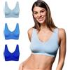 FOCENZA Reggiseno Donna Senza Ferretto 3 Pezzi, Brassiere con Spallina Larga in Microfibra Elasticizzata in Vari Colori, Made in Italy (Azzurro-Bluette-Alaska, S-M)
