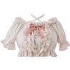 Cuteighteen Dolce Lolita Puff Manica Corta Camicetta Teen Ragazze Giapponese Gotico Volant Halter Collo Morbido Crop Top con Fiocco