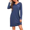 Demegimi Camicia da Notte Donna Inverno Ospedale Cotone a Maniche Lunghe Vestaglia Allattamento con Scollo a V Pigiama Comodo