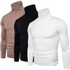 Generic Morbido maglione a collo alto, da uomo, a maniche lunghe, lavorato a maglia fine, senza cappuccio, da uomo, a collo alto, elastico, M-3XL