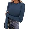 Wayleb Maglia Donna Manica Lunga Girocollo Basic Morbida Elasticizzata Traspirante Versatile da Indossare da Sola o Come Sottogiacca, S-3XL