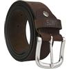 No Limits Cintura Uomo in Vera Pelle, Alta 4 cm, Accorciabile, Senza Cuciture, Stile Sportivo Effetto Invecchiato, Fibbia Nickel Free