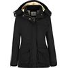 WenVen Giacca Invernale Donna con Cappuccio Caldo Antivento Esterno | Antivento,Impermeabile,Fodera in Sherpa,Multitasche,Cappuccio Rimovibile,Doppia Chiusura,Classico,Cappotto da Donna,Outdoor