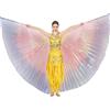 Leemiman Ali di danza del ventre da donna per adulti Costume per Halloween Carnevale Performance Ali d'angelo con bastoncini, Arcobaleno, Taglia unica