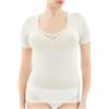 SalGiu Maglia (3 Pezzi) Taglie Forti Intima 100% Cotone Estiva Mezza Manica Pizza macramè (8, Bianco)
