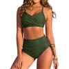 Nadeer Costume da Bagno Donna Push Up Scollo a V Imbottito Reggiseno Due Pezzi Bikini Pantaloncini da Bagno con Coulisse Laterale a Pieghe Sexy Spiaggia Beachwear Swimwear
