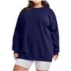 OVARA Sweashirts oversize per le donne Pullover Girocollo Manica Lunga Top Tinta Unita Classico Basic Plus Size Felpe Sciolto Casual Donna Maglioni Tunica Top, 01-blu scuro., 4XL