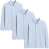 DELLMOOR Polo da scuola per ragazzi, vestibilità regolare, 100% cotone, a maniche lunghe, per la scuola, per bambini, confortevole, design elegante e classico, polo casual età 7-12 anni, Blu