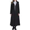 PLAERPENER Trench invernale da donna in lana cashmere, caldo, spesso, doppiopetto, lungo, Cappuccio nero, stile 12, 44