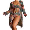 EGSDMNVSQ Bikini Donna in Tre Pezzi Costume da Bagno con Stampe Boho Bikini Push Up Costumi da Bagno con Controllo della Pancia Bikini Slip 3 Pezzi Costume da Bagno con Motivo Floreale Swimsuit