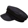 Leeadwaey Cotone Lino Marinaio Capitano Cappellini Retro Breton Berretto Flat Top Newsboy Cappello Pescatore Unisex, blu denim scuro, Nero , Come Descrizione