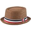 HEYANN Pork Pie, cappello di paglia da uomo Pork Pie Fedora, 58 cm, cappello estivo per uomini e donne, Bowler Flat Top parasole classico, caffè, Taglia unica