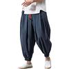 WAZHAKU Pantaloni Harem da Uomo Baggy Aladin, Stile Giapponese, per il Tempo Libero, Jogging, Cinesi, Hippie Yoga, Palloncino Bloomer, Casual, Blu
