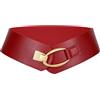 LEACOOLKEY Cintura elastica larga da donna, spessa, vintage, elasticizzata, con fibbia dorata, per abiti, G-rosso, (80cm)Fit Taille Größe 75-84cm