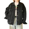 YOUCAI Giacca in Jeans Boyfriend Donna Elegante Casual Giubbino Elegante Denim Giubbino,S,Nero