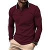 JACKETOWN Polo Uomo Maniche Lunghe Polo da Golf Lavoro Traspirante T Shirt con Taschino Primavera Autunno Camicie per la Pesca Escursionismo,Rosso Vino,XL