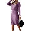 Kelsiop Autunno e Inverno Donna Dolcevita Maglia Tinta unita Pullover Maglione Elegante Vestito, Fucsia, M