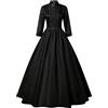 Generic Costume da regina medievale da donna, abito rinascimentale, abito da donna nero a maniche lunghe, linea A, abito swing vittoriano Bellatrix Lestrange streghe gotico punk costume da palazzo vestito per