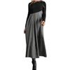 Generic Vestaglia in lana da donna, in velluto a coste, abiti invernali da donna, vestibilità ampia, linea ad A, increspato, a contrasto, a maniche lunghe, in peluche, abiti formali, Grigio, XL