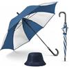 FUN FAN LINE - Ombrello Grande XXL Antivento | Ombrello da Pioggia Manuale e Resistente con Manico in Legno | Ideale Uomo e Donna (Blu)