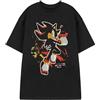 Sonic The Hedgehog T-Shirt Grafica Nera da Uomo Shadow Paint | T-Shirt a Maniche Corte con Design del Personaggio dell'ombra | Abbigliamento per Videogiochi retrò Sonic