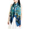 Prettystern Donna Xl Sciarpa Di Raso Pura Raso Seta Stola Foulard Cerimonia Elegante Coprispalle Blu Crêpe Satin Di Seta - Rami Di Mandorlo