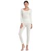 Mcilia - Completo Intimo Termico da Donna, Modale Ultra Sottile, con Scollo Scoop, Camicia a Maniche Lunghe & Leggings, Bianco Avorio Small (EU 34 36 38)