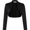 KOJOOIN Donna Cardigan a Maniche 3/4 Elegante Bolero Aperto Coprispalle Shrug Corto Festivo Giacca a Spalla A-Nero XXL