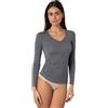 Lovable Maglia Manica Lunga Scollo a V Profondo e Finiture Invisibili - Modal e Cashmere Elasticizzato -Traspirante, Calda e Morbida - Maglieria Donna