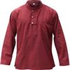 SHOPOHOLIC FASHION Camicie da Uomo Hippy con Colletto a Fascetta in Tessuto di Canapa Tinta Unita, Marrone, 2XL