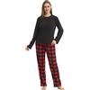 BEGIANT Pigiama invernale da donna, ultra morbido, in micropile, a maniche lunghe, top e pile Checked PJs Bottoms, pigiama da donna, set da 2 pezzi