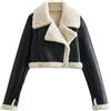 Suncadmious Donne Giacca di Pelle Pelliccia Sintetica Moto Giacca Spessa Pile Foderato Parka Inverno Shearling Soffice Cappotto Ritagliato Bomber Giacca (Nero,M)