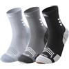 Lounwee Calzini da corsa a compressione da uomo e da donna: calze a compressione anti-bolle, 3 paia di calzini sportivi per escursionismo, basket, running, B-Black Gray Gray, 43-46