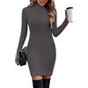 Hotouch Abito in Maglia da Donna Elegante Abito A Collo Alto E Maniche Lunghe Vestito Invernale Caldo S-XXL