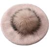 Brillabenny Basco Berretto Donna Lana Cashmere PON PON Pelliccia Vera Cappello Cuffia Donna Hat cap Luxury