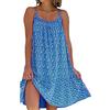 Generic Abito da spiaggia con stampa floreale, senza maniche, svasato, senza maniche, da donna, per vacanze al mare, Blu, XXX-Large