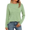 NAIOSS T-Shirt Maglietta a Manica Lunga da Donna Cotone Primavera Autunno Camicia Elegante Camicetta Lavoro Casual Top (Verde Chiaro/L)