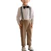 Yimutian Set di Abbigliamento per Bambino Ragazzi Camicia + Pantaloni con Bretelle + Papillon 4 Pezzi Abiti da Cerimonia Smoking Completi da Sposa da Bambini